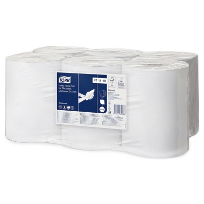 Χειροπετσέτα Σε Ρολό Ηλεκτρονικής Συσκευής 2φυλλη 24,7cm Λευκή 143m 6 Ρολά Tork 471110