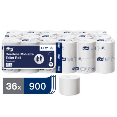 Ρολό Υγείας Λευκό Χωρίς Μαδρέν 2φυλλο 36x900φυλλα (36x112,5m) Tork Mid-size 472199