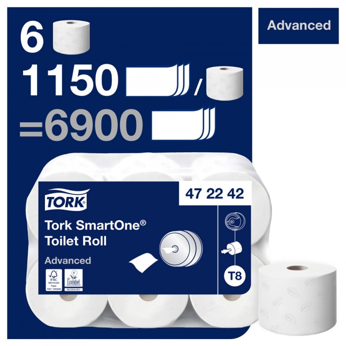 Ρολό Υγείας Centerfeed Λευκό 2φυλλο 207m 6 Ρολά Tork Smartone 472242