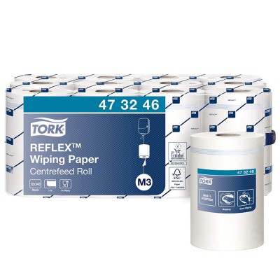 Ρολό Centerfeed Λευκό 1φυλλο 120m 12 Τεμάχια Tork Reflex™ Wiping Paper Mini 473246
