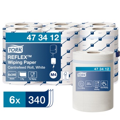 Ρολό Centerfeed Λευκό 1φυλλο 6x340 (113,9m) Tork Reflex™ Wiping Paper 473412