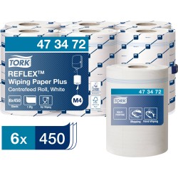 Ρολό Centerfeed Λευκό 2φυλλο 150,8m 6 Τεμάχια Tork Reflex™ Wiping Paper Plus 473472