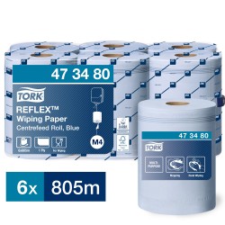 Ρολό Centerfeed Μπλε 1φυλλο 269,7m 6 Τεμάχια Tork Wiping Paper Plus 473480