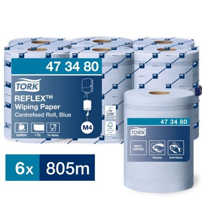 Ρολό Centerfeed Μπλε 1φυλλο 269,7m 6 Τεμάχια Tork Wiping Paper Plus 473480