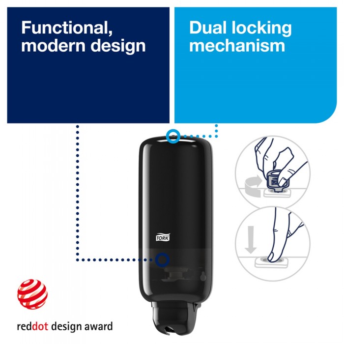 Συσκευή Υγρού Σαπουνιού Χεριών Μαύρη 1l Tork 560008