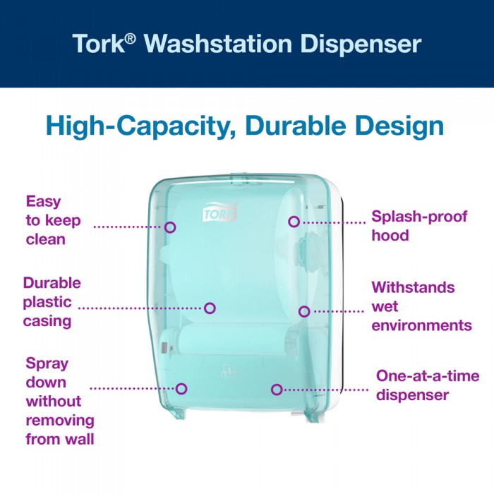 Συσκευή Βιομηχανικού Ρολού Τιρκουάζ/Λευκή Τοίχου Tork Basic Paper 651420