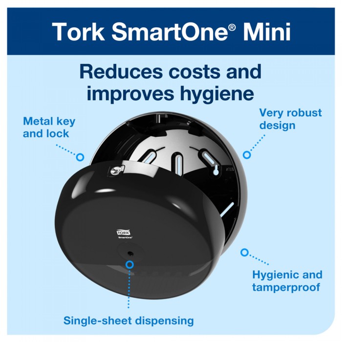 Συσκευή Χαρτιού Υγείας Centerfeed Μαύρη Tork SmartOne® Mini 681008