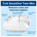 Συσκευή Χαρτιού Υγείας Λευκή 2 Ρολών Tork SmartOne® Twin Mini 682000