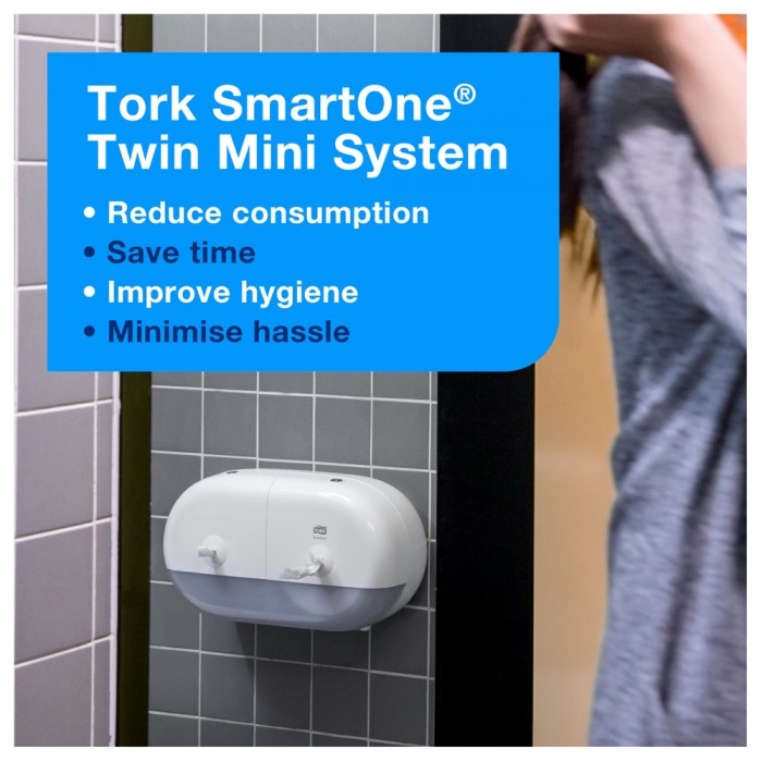 Συσκευή Χαρτιού Υγείας Λευκή 2 Ρολών Tork SmartOne® Twin Mini 682000