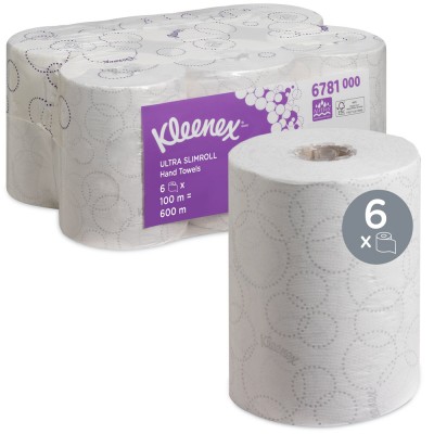 Χειροπετσέτα Σε Ρολό 2φυλλη Λευκή 100m 6 ρολά Kleenex® Ultra Slimroll 6781