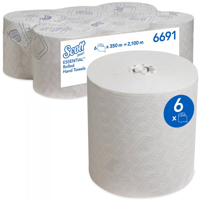 Χειροπετσέτα Σε Ρολό 1φυλλη Λευκή 350m 6 ρολά Scott® Essential 6691