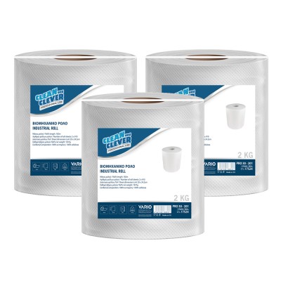 Βιομηχανικό Ρολό Λευκό 2φυλλο 182m 2kg 3 ρολά Clean & Clever Professional Line 17524