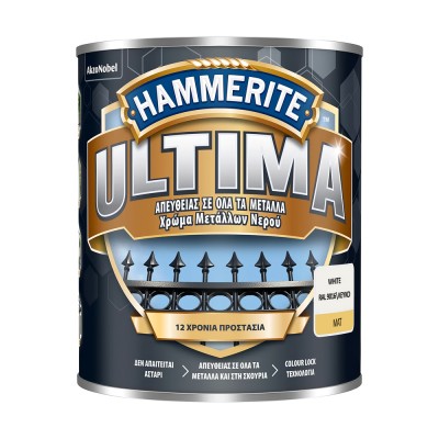 Αντισκωριακό Χρώμα Μετάλλων Βάσεως Νερού HAMMERITE ULTIMA MAT WHITE Ral 9016 750ml