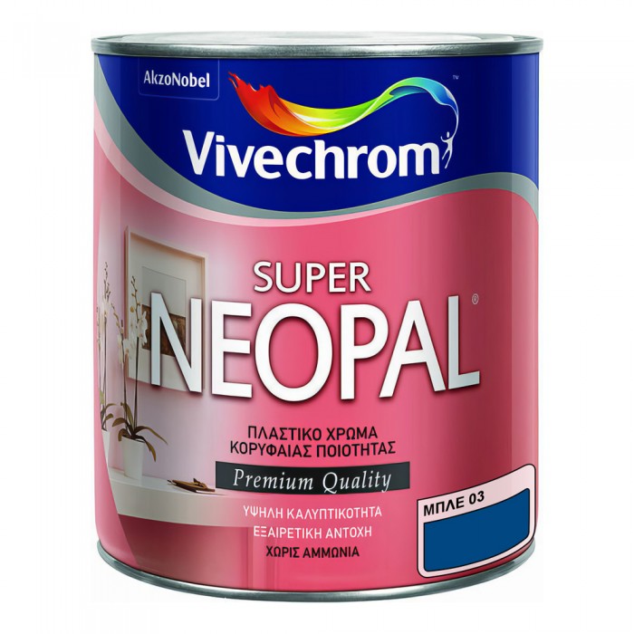 Πλαστικό Χρώμα για Εσωτερική Χρήση 750ml Vivechrom Super Neopal Νο3 Μπλε