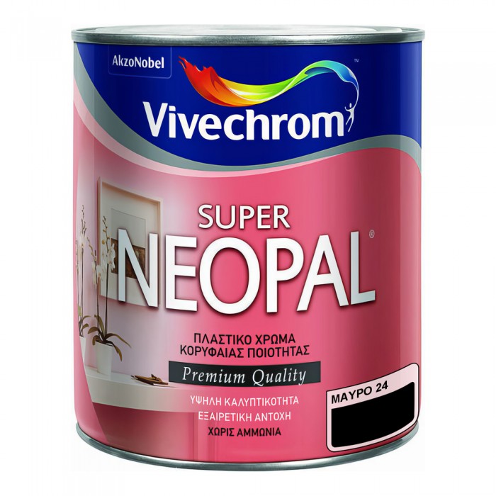 Πλαστικό Χρώμα για Εσωτερική Χρήση 750ml Vivechrom Super Neopal Νο24 Μαύρο