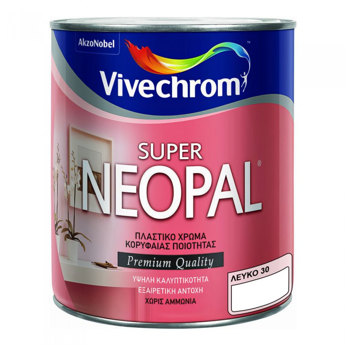 Πλαστικό Χρώμα για Εσωτερική Χρήση 750ml Vivechrom Super Neopal Νο30 Λευκό