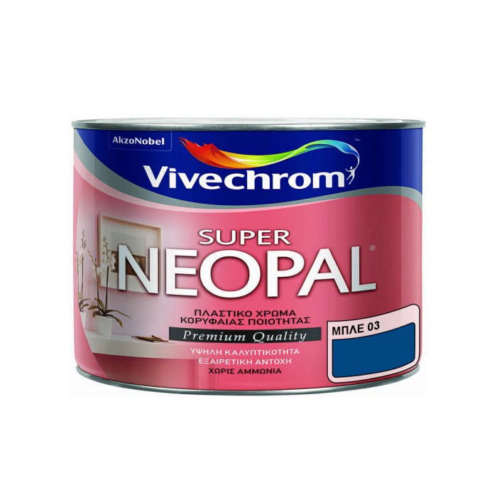 Πλαστικό Χρώμα για Εσωτερική Χρήση 375ml Vivechrom Super Neopal Νο3 Μπλε