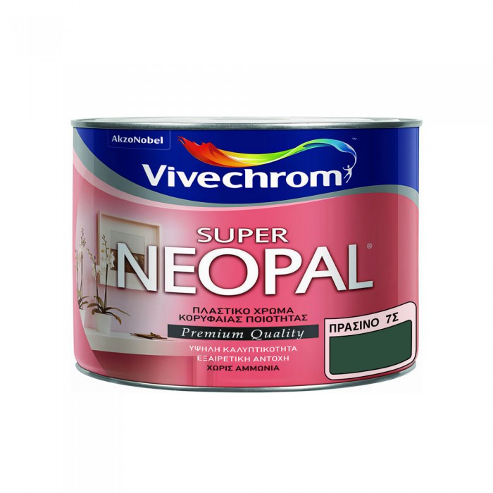 Πλαστικό Χρώμα για Εσωτερική Χρήση 375ml Vivechrom Super Neopal Νο7Σ Πράσινο