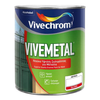 Ντουκόχρωμα Υψηλής Σκληρότητας για Μέταλλα 750ml Vivechrom VIVEMETAL Gloss Λευκό