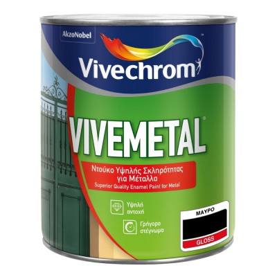 Ντουκόχρωμα Υψηλής Σκληρότητας για Μέταλλα 750ml Vivechrom VIVEMETAL Gloss Μαύρο