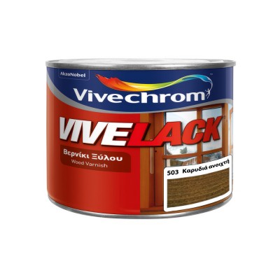 Βερνίκι Ξύλου Διαλύτου εσωτερικής και εξωτερικής χρήσης Gloss 200ml Vivechrom Vivelack 503 Καρυδιά ανοιχτή