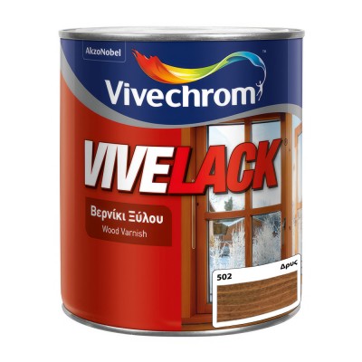 Βερνίκι Ξύλου Διαλύτου εσωτερικής και εξωτερικής χρήσης Gloss 750ml Vivechrom Vivelack 502 Δρυς