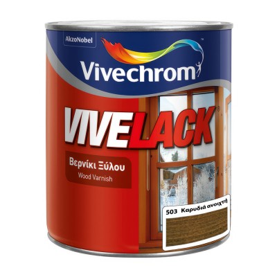 Βερνίκι Ξύλου Διαλύτου εσωτερικής και εξωτερικής χρήσης Gloss 750ml Vivechrom Vivelack 503 Καρυδιά ανοιχτή
