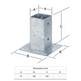 Βάση Βιδωτή Γαλβανιζέ για Τοποθέτηση Ξύλινου Δοκαριού 91x91x150mm August Vormann 71416000