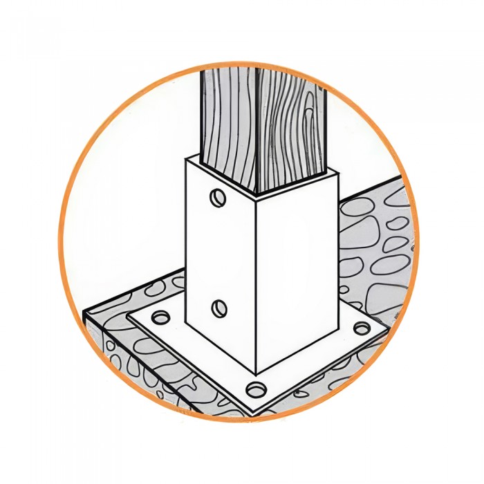 Βάση Βιδωτή Γαλβανιζέ για Τοποθέτηση Ξύλινου Δοκαριού 91x91x150mm August Vormann 71416000