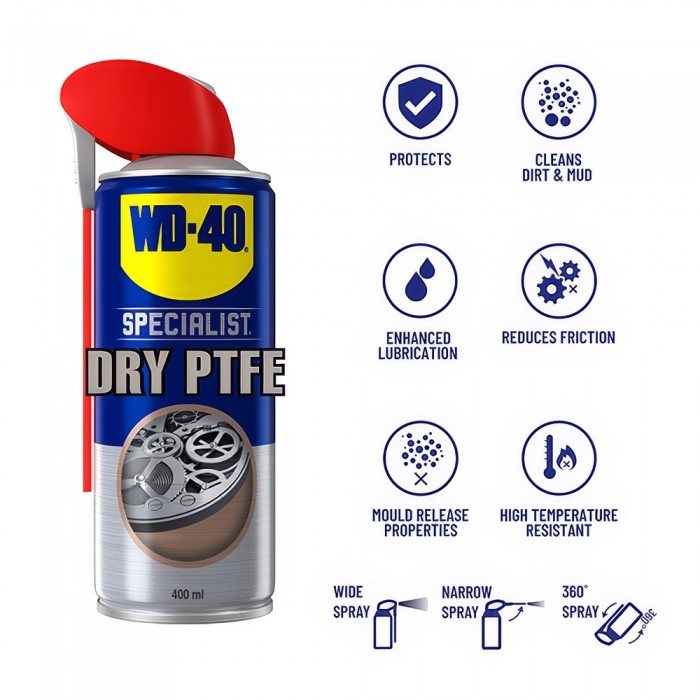 WD-40 Specialist Dry PTFE Lubricant 400ml, Σπρέι ξηρού PTFE 207040120