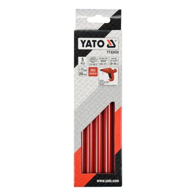 Θερμόκολλα Σε Ράβδο 5 Τεμάχια Ø11x200mm Κόκκινο YATO YT-82434