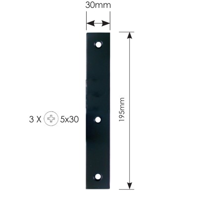 Διακοσμητικό Λαμάκι Μάσκουλου 195mm x 30mm ZOGOMETAL 0169-02 Μαύρο