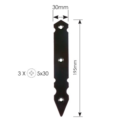 Διακοσμητικό Λαμάκι Μάσκουλου 195mm x 30mm ZOGOMETAL 0178-02 Μαύρο