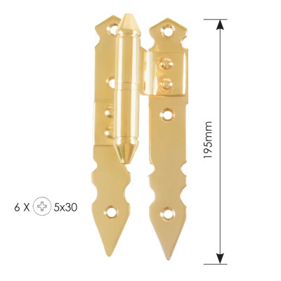 Μεσαίο Μάσκουλο Ορειχάλκινο ZOGOMETAL 195mm x 78mm Σειρά 0300 Χρυσό