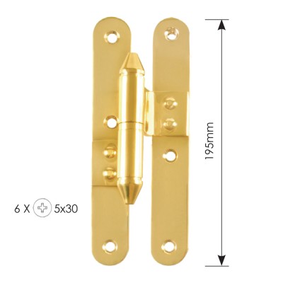 Μεσαίο Μάσκουλο Ορειχάλκινο ZOGOMETAL 195mm x 78mm Σειρά 0303 Χρυσό