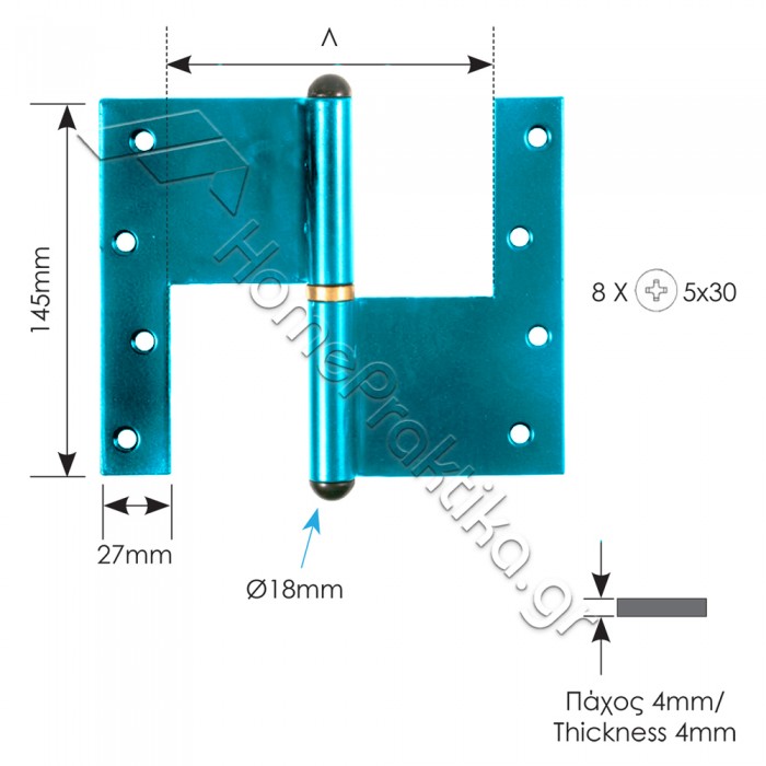 Μάσκουλο Τύπου ΝΑΞΟΥ 157mm (x mm Λαμπά) ZOGOMETAL 0127 σε χρώματα RAL