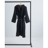 Βαμβακερό Πετσετέ Μονόχρωμο Μπουρνούζι με Κουκούλα Adore Medium Μαύρο