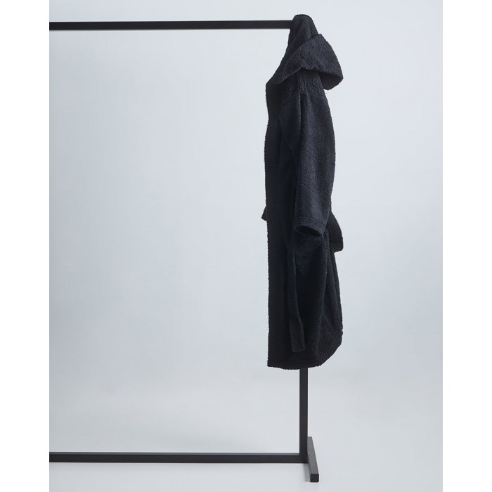 Βαμβακερό Πετσετέ Μονόχρωμο Μπουρνούζι με Κουκούλα Adore Medium Μαύρο