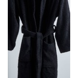 Βαμβακερό Πετσετέ Μονόχρωμο Μπουρνούζι με Κουκούλα Adore Medium Μαύρο