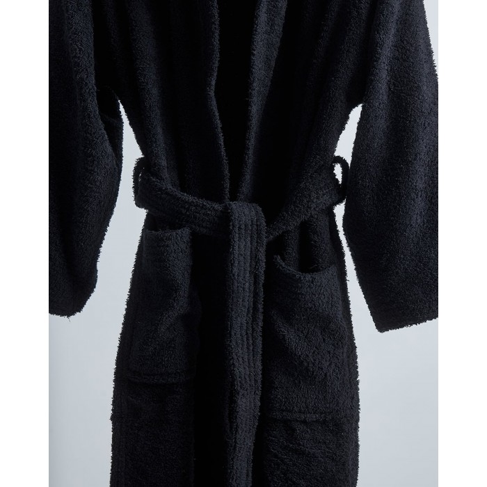 Βαμβακερό Πετσετέ Μονόχρωμο Μπουρνούζι με Κουκούλα Adore Medium Μαύρο