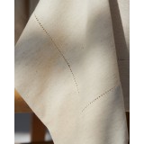 Μονόχρωμο Τραπεζομάντηλο με Αζούρ & Γαλλική Γωνία Amadora 16 ατόμων (150x350cm) Natural