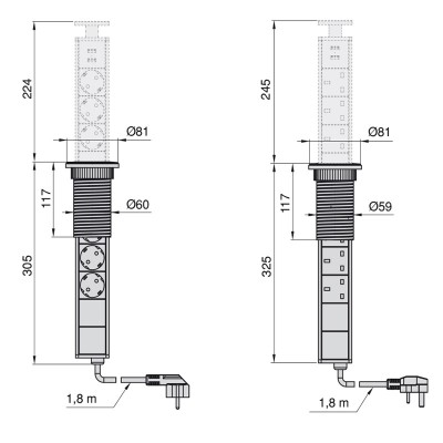Αναδυόμενο Πολύμπριζο με θύρα USB Emuca 5009925