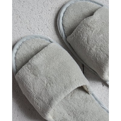 Βελουτέ Ανοιχτές Μπροστά Γκρι Παντόφλες Anthracite One Size Γκρι