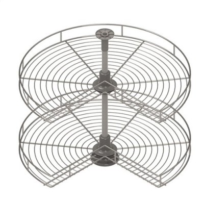 Μύλος 3/4 για γωνιακό ντουλάπι 800mm, διάμετρος Φ710, χρωμέ φινίρισμα, ρυθμιζόμενο ύψος 595–770mm. 2 περιστρεφόμενα καλάθια, ρύθμιση με Allen