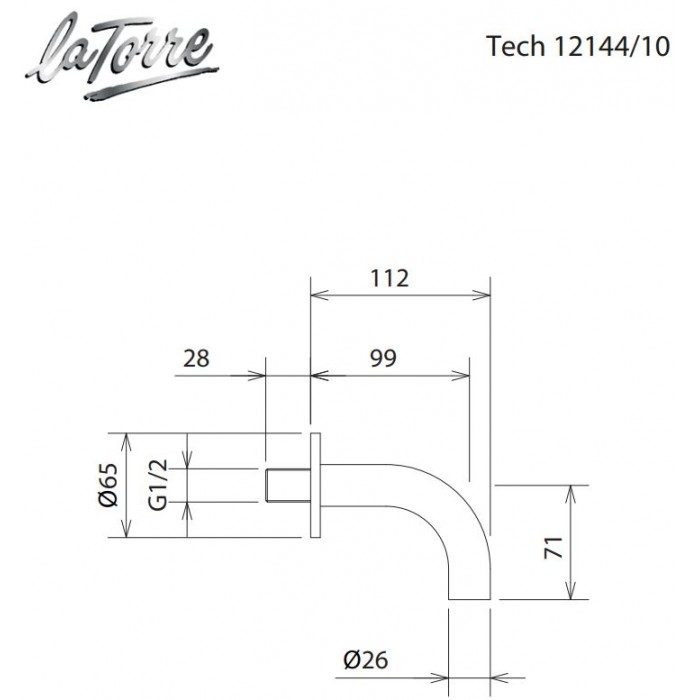 Στόμιο Επίτοιχο 10cm Φ24mm Tech La Torre White Matt 12144/10-300