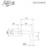 Στόμιο Επίτοιχο 10cm Φ24mm Tech La Torre Black Matt 12144/10-400