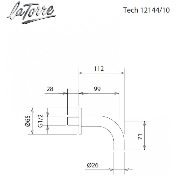 Στόμιο Επίτοιχο 10cm Φ24mm Tech La Torre Black Matt 12144/10-400