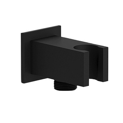Παροχή Νερού Επίτοιχη Τετράγωνη Με Στήριγμα Τηλεφώνου Black matt Eurorama C20141-400