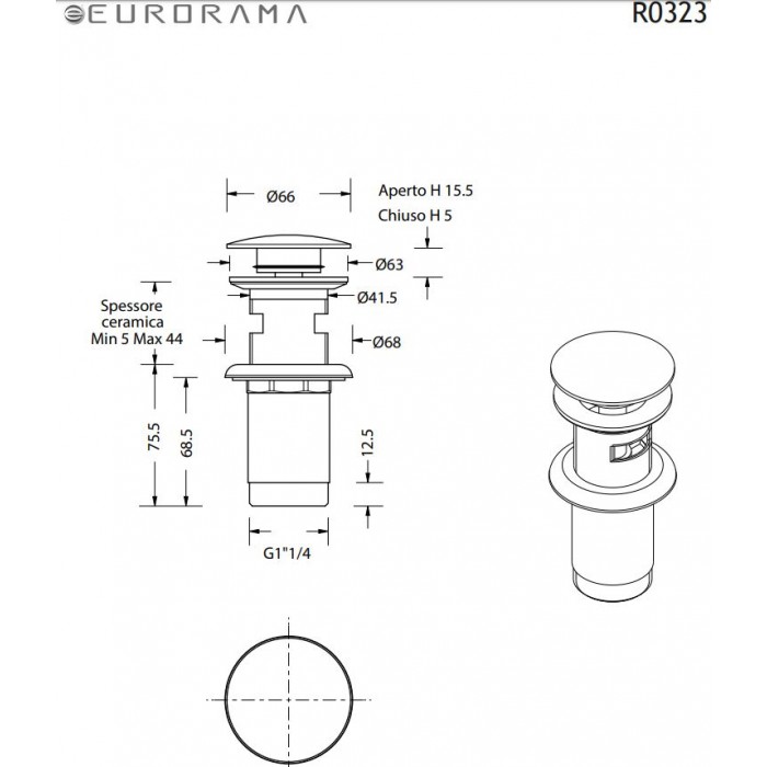 Βαλβίδα νιπτήρος clic-clac R0338 black matt
