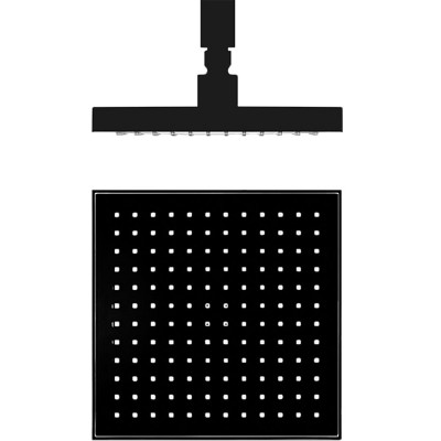 Ανακλινόμενη Κεφαλή Τετράγωνη 20x20 + Μπράτσο Οροφής Τετράγωνο 10εκ Almar E044077-400+R50812-400 Black Matt